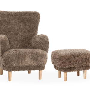 LOVA Fåtölj och Fotpall Brun