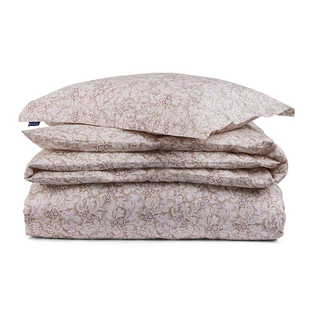 Lexington Fall Leaves Printed Cotton Sateen Påslakanset 220×220 Beige