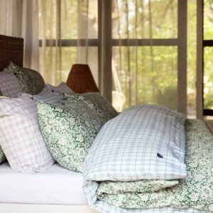 Lexington Green Floral Printed Cotton Sateen Örngott 50×60 Green / White / Light Beige