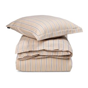 Lexington Striped Cotton Poplin Påslakanset 220×220 Beige / White