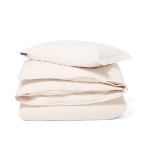Lexington Striped Cotton Sateen Påslakanset 220×220 Beige / White