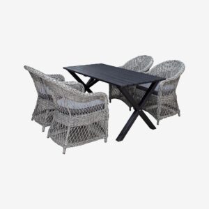 LifestyleGarden – Bord 150 cm & 4 st Marbella-stolar – Svart – Matgrupper – Från Homeroom