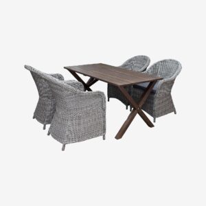 LifestyleGarden – Bord 150 cm & 4 st Mercury-stolar – Brun – Matgrupper – Från Homeroom