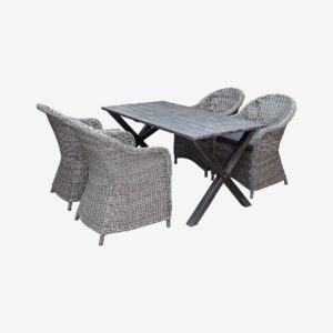 LifestyleGarden – Bord 150 cm & 4 st Mercury-stolar – Grå – Matgrupper – Från Homeroom