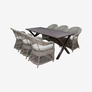 LifestyleGarden – Bord 190 cm & 6 st Marbella-stolar – Brun – Matgrupper – Från Homeroom