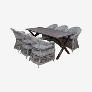 LifestyleGarden – Bord 190 cm & 6 st Marbella-stolar – Brun – Matgrupper – Från Homeroom