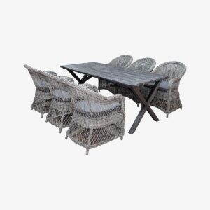 LifestyleGarden – Bord 190 cm & 6 st Marbella-stolar – Grå – Matgrupper – Från Homeroom