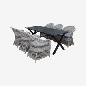 LifestyleGarden – Bord 190 cm & 6 st Marbella-stolar – Svart – Matgrupper – Från Homeroom