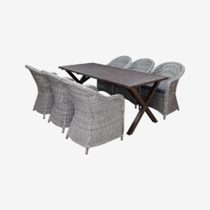 LifestyleGarden – Bord 190 cm & 6 st Mercury-stolar – Brun – Matgrupper – Från Homeroom