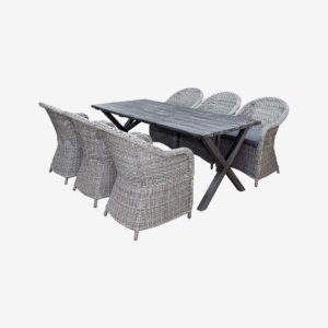 LifestyleGarden – Bord 190 cm & 6 st Mercury-stolar – Grå – Matgrupper – Från Homeroom