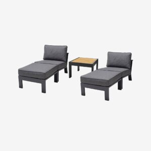 LifestyleGarden – Loungeset med sidostol+ottoman PALAU – Grå – Loungemöbler – Från Homeroom