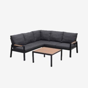 LifestyleGarden – Panama hörnsoffa för utomhusbruk m. soffbord 80*80 cm – Svart – Loungemöbler – Från Homeroom