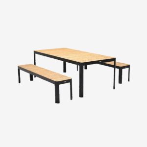 LifestyleGarden – Set PORTALS 209 + 2 bänkar – Svart – Matgrupper – Från Homeroom