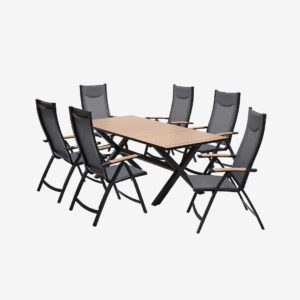 LifestyleGarden – Sittgrupp 200 crossleg, 6 positionsstolar PANAMA – Svart – Matgrupper – Från Homeroom