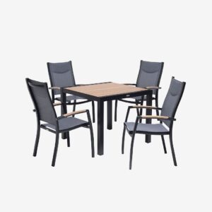 LifestyleGarden – Sittgrupp 90, 4 karmstolar PANAMA – Svart – Matgrupper – Från Homeroom