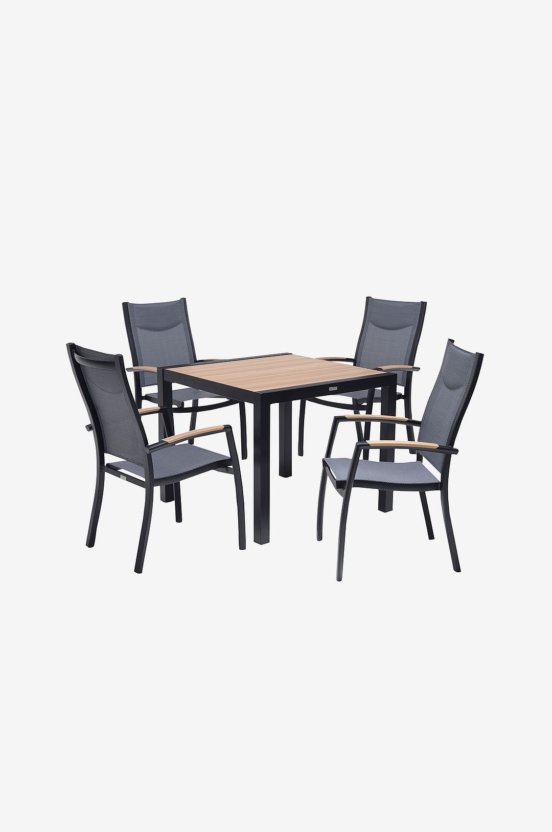 LifestyleGarden – Sittgrupp 90, 4 karmstolar PANAMA – Svart – Matgrupper – Från Homeroom