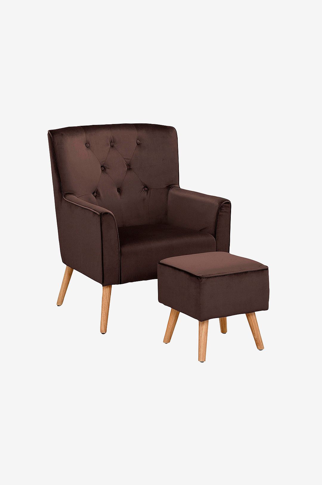 Loft24 – Fåtölj Michigan, med fotpall – Brun – Fåtöljer – Från Homeroom