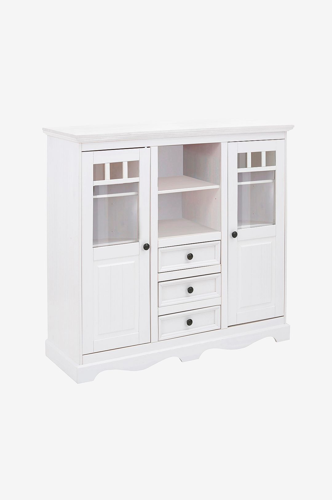 Loft24 - Highboard Melissa 2 glasdörrar/3 lådor/1 hyllplan - Vit - Skåp - Från Homeroom