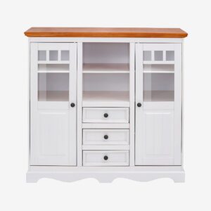 Loft24 – Highboard Melissa 2 glasdörrar/3 lådor/1 hyllplan – Vit – Skåp – Från Homeroom