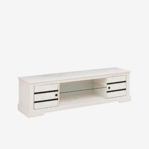 Loft24 – Låg skänk Loki 2 dörrar/1 glashylla – Vit – TV-bänkar & mediabänkar – Från Homeroom