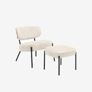 Loft24 – Loungestol med pall Jerry – Vit – Fåtöljer – Från Homeroom