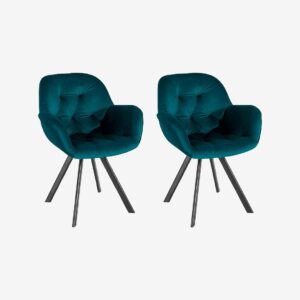 Loft24 – Matstol med armstöd ELLI, 2-pack – Blå – Karmstolar – Från Homeroom