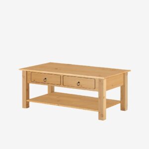 Loft24 – Soffbord med 2 lådor i furu natur Ines – Brun – Soffbord – Från Homeroom