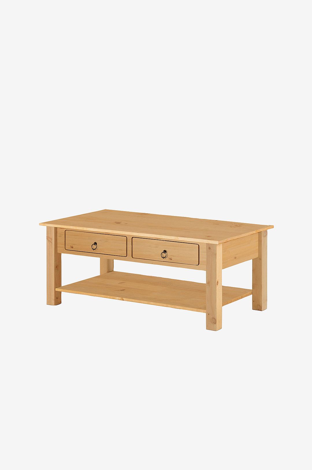 Loft24 - Soffbord med 2 lådor i furu natur Ines - Brun - Soffbord - Från Homeroom