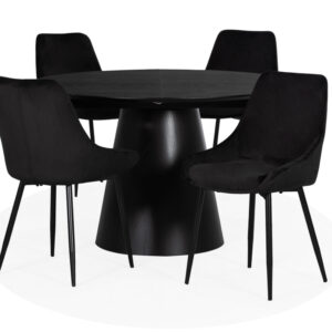 MANNE/TOVE 4 Stolar Velvet Svart