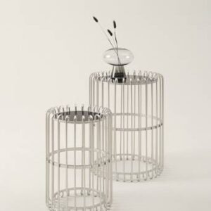 MANNHEIM sidobord 2 delar Silver/svart glas