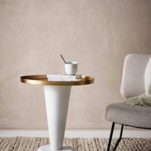 MARCELLO sidobord ø 51 cm Vit/mässing