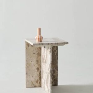 MELETO sidobord marmor 35×35 cm Beige marmor