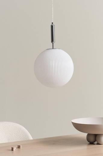 MOIRA taklampa Krom/vit