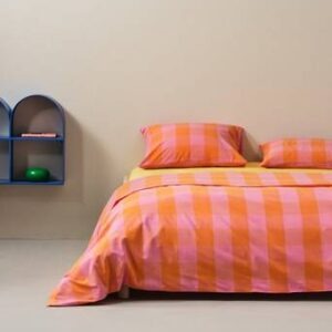 NAIMA påslakanset dubbelsäng Mandarin/bubbelgumsrosa