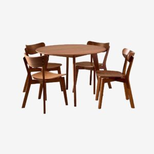 AC Design Furniture – Roxby matbordsset med bord och 4 stolar, 105x105x76 cm – Brun – Matgrupp 4 personer – Från Homeroom