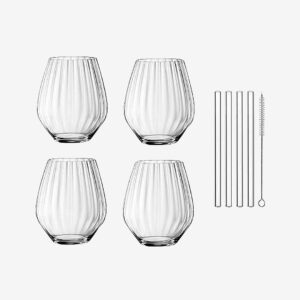 Nachtmann – Gin & Tonic-glas med sugrör Tastes Good, set i 5 delar – Transparent – Drinkglas & shotglas – Från Homeroom