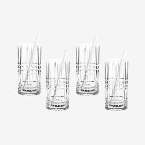 Nachtmann – Longdrinkglas med sugrör Tastes Good 44,5 cl, set i 5 delar – Transparent – Drinkglas & shotglas – Från Homeroom