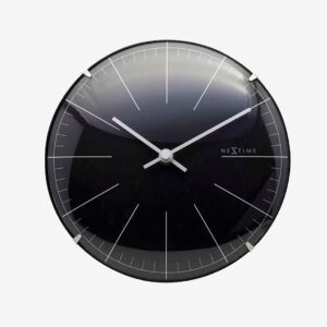 NeXtime – Väggklocka Big Stripe Mini Dome Ø20 cm – Svart – Väggklockor & bordsur – Från Homeroom