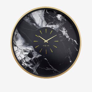 NeXtime – Väggklocka Marble Duo 48 cm – Svart – Väggklockor & bordsur – Från Homeroom