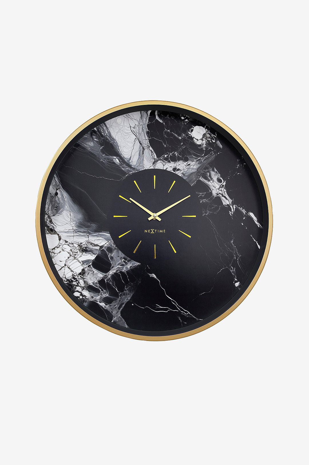 NeXtime - Väggklocka Marble Duo 48 cm - Svart - Väggklockor & bordsur - Från Homeroom