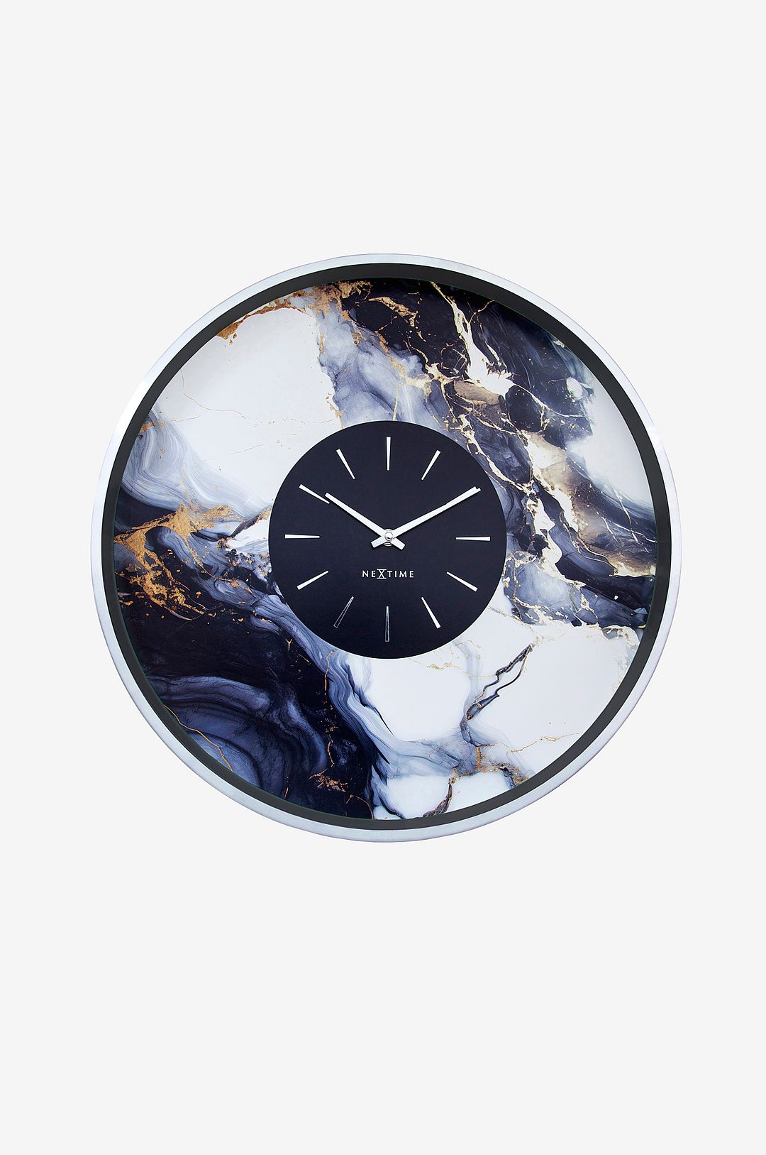 NeXtime - Väggklocka Marble Duo 48 cm - Vit - Väggklockor & bordsur - Från Homeroom