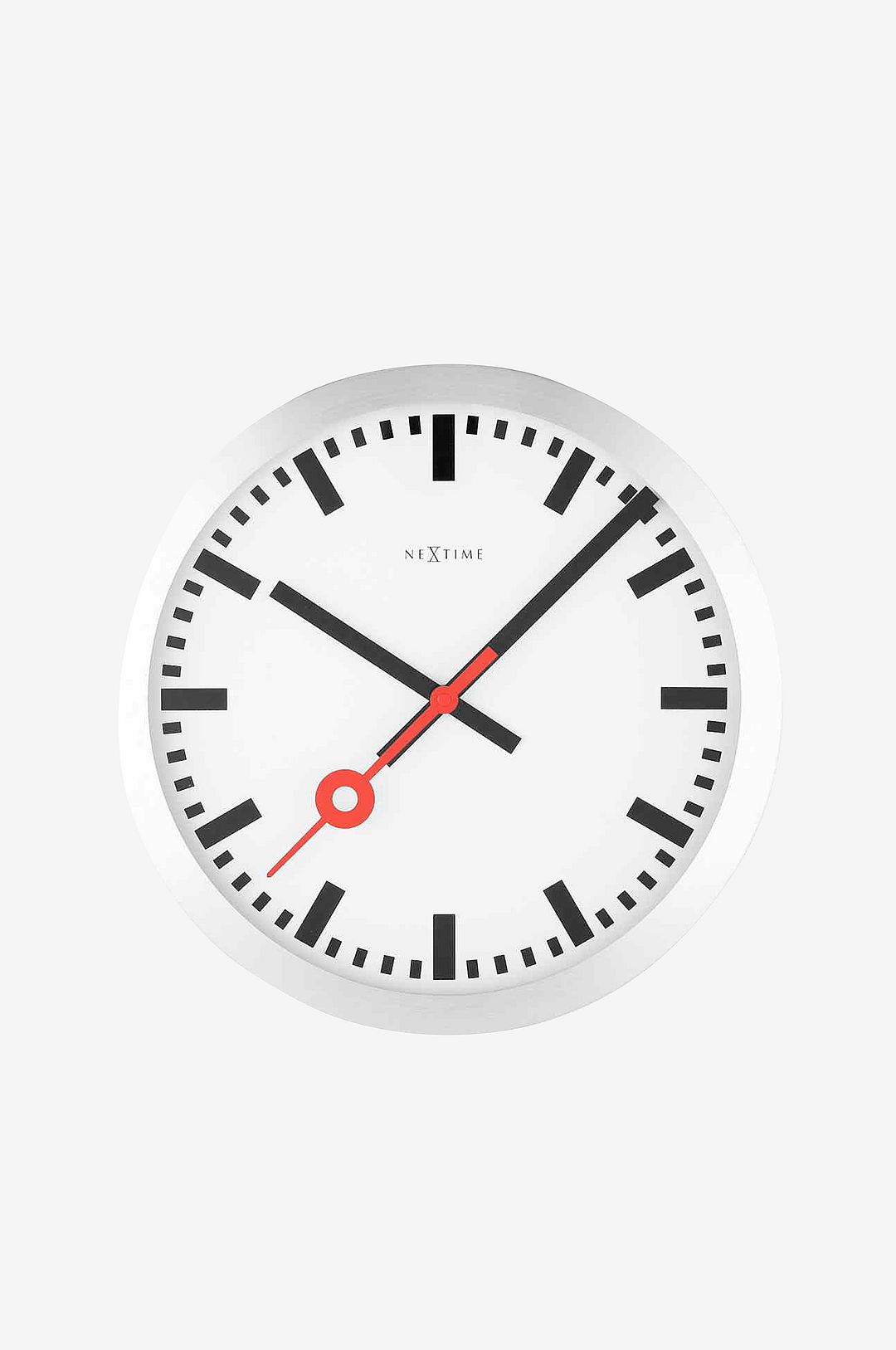 NeXtime - Väggklocka/Bordsklocka Station Stripe Ø19 cm - Vit - Väggklockor & bordsur - Från Homeroom