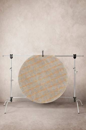 ODESSA bomullsmatta ø 120 cm Beige/gul/blå