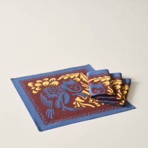 OWL servett 4-pack Blå/brun/gul