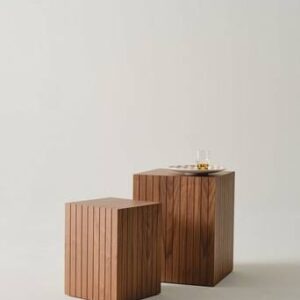 PALANZO sidobord 2-pack 30×30 cm 40×40 cm Valnötsfanér