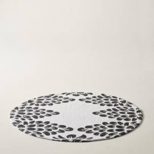 PINE TIME slätvävd matta ø 110 cm Vit/svart