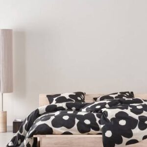 POPPY påslakanset enkelsäng ekologisk Svart/vit