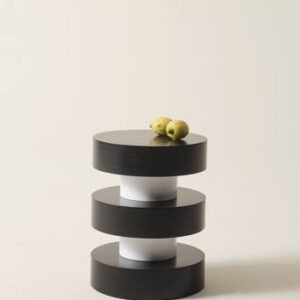 PORTELLO sidobord ø 40 cm Svart/vit