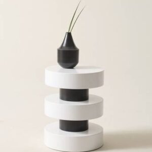 PORTELLO sidobord ø 40 cm Vit/svart