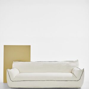 Pastill – Gia soffa i linne, 3,5 sits – Vit – 4-sits soffor – Från Homeroom